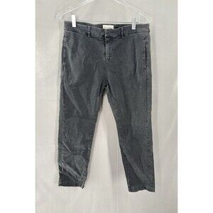 NILI LOTAN 6 Jenna Low Rise Slim Stretch Twill Raw Hem Light Grey Pants